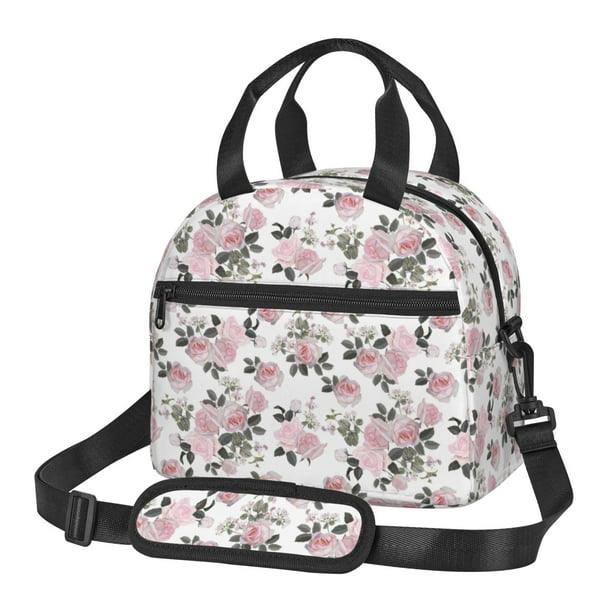 Fotbe Rose Flowers Bolsa de Almuerzo con Estampado, Lonchera Aislada, Contenedores de Comida Reutilizables Tipo Cooler a Prueba de Fugas