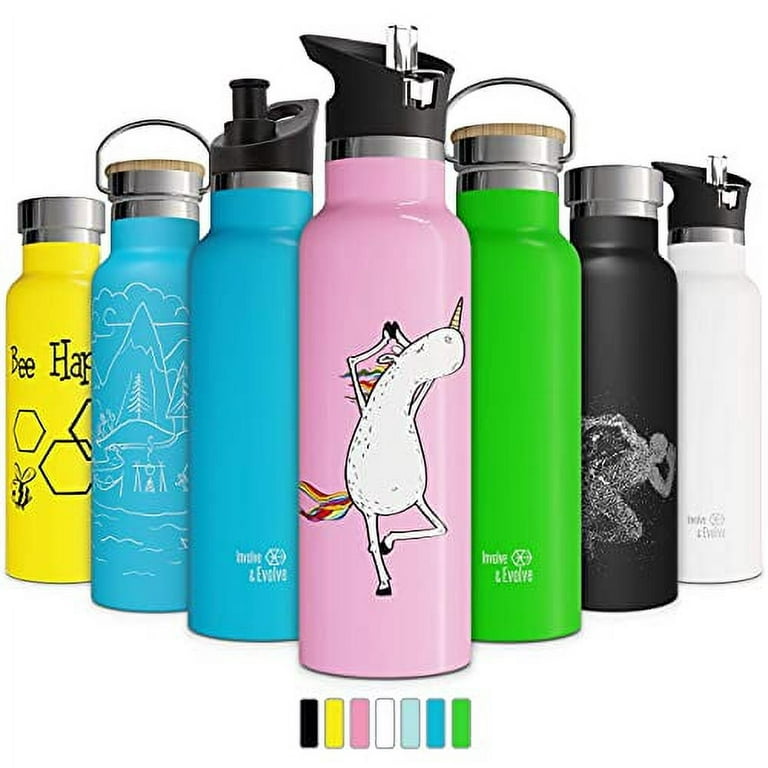 Kids Water Bottle 12oz Stainless Steel w/ Straw Vacuum Double Wall Insulated  Cup