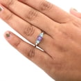 thumbnail image 2 of KIRAN FINE JEWEL Round Blue Topaz Amethyst Three Stone Ring 925 Silver Wedding Anniversary Engagement Band Ring Statement Jewelry Gift For Her, 2 of 5