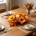 thumbnail image 4 of Aoznliie Fall Candle Ring Wreath, Sunflower Maple Leaf Wreath for Fall Home Decor, 13 inch Thanksgiving Halloween Centerpieces for Table, Orange, 4 of 7