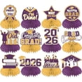 thumbnail image 2 of Purple Gold Graduation 2026 Decorations, Graduation Table Decorations 2026, Party Table Centerpieces, Grad Cap Decorations, Grad Party, Paper Honeycomb, Freestanding Table, 2 of 4