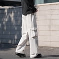 thumbnail image 4 of Cargo Pants for Men, Solid Color Pocket Elastic Waist Casual Fashion Trousers for Spring Summer, 4 of 5