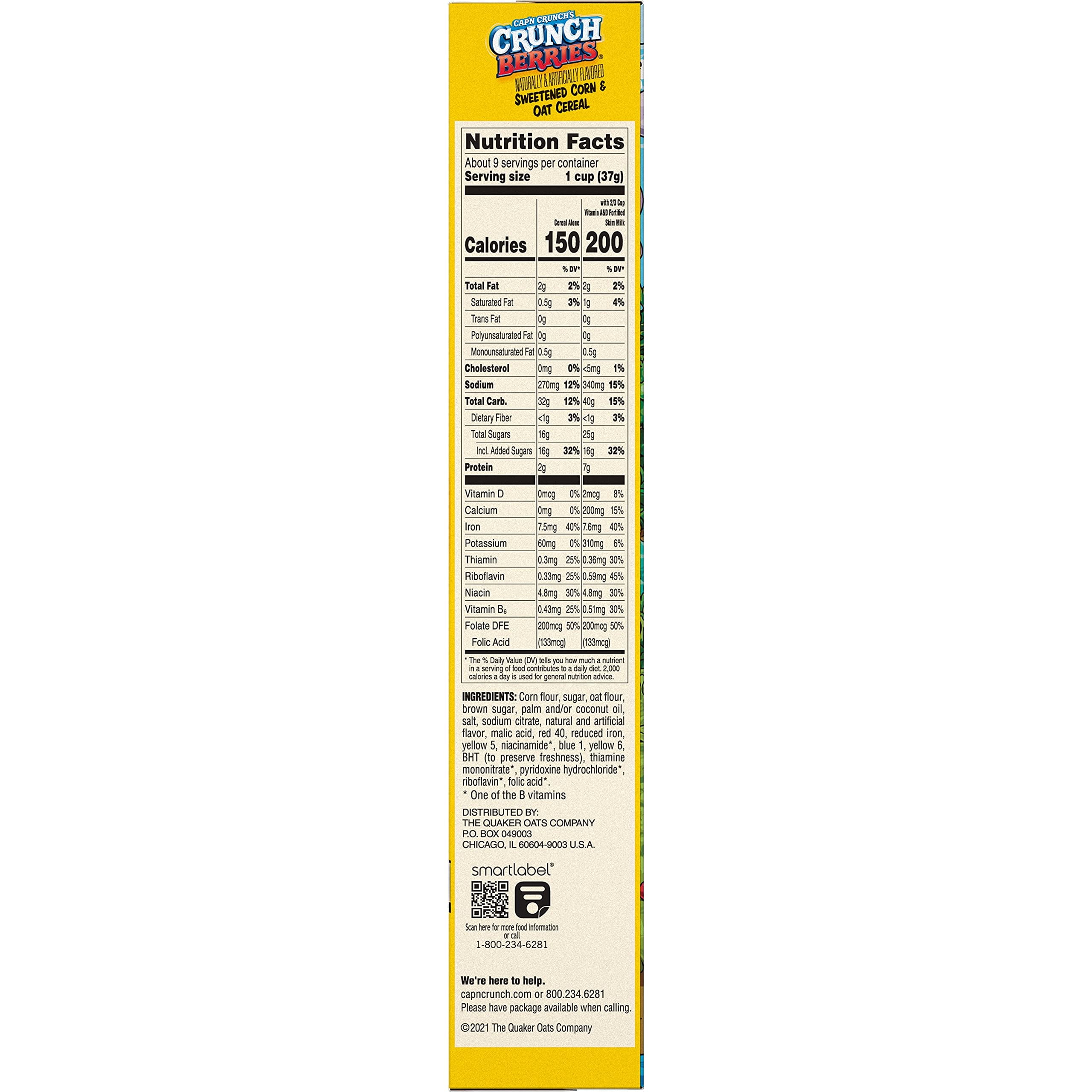 Quaker Captain Crunchberries Cereal 11.7 oz (Pack of 3)