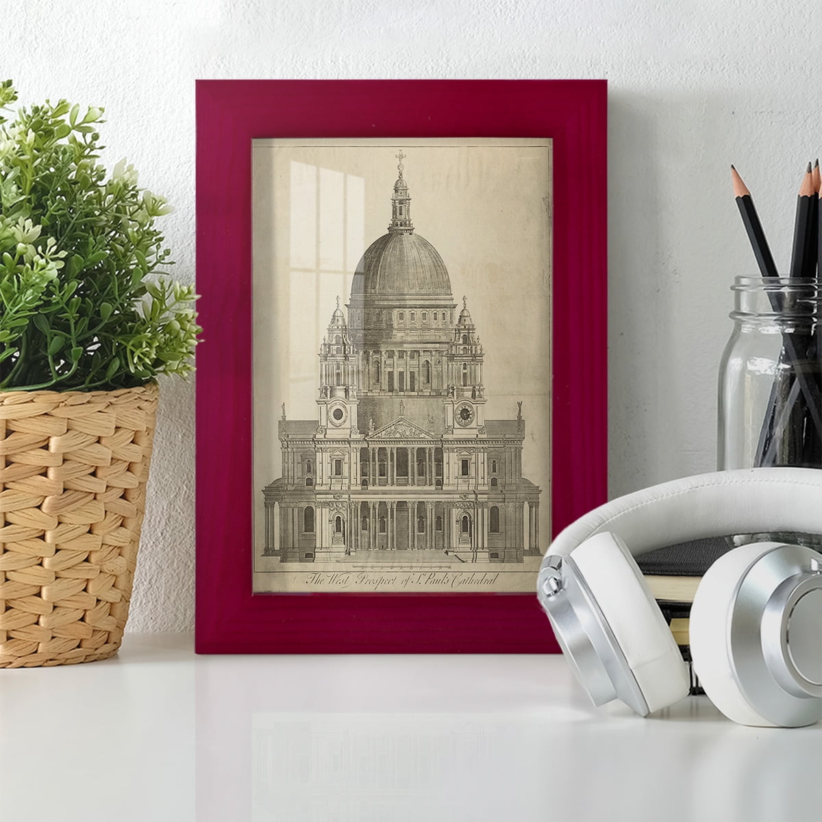 St. Paul's Cathedral -Framed Print w/glass-Cherry Red
