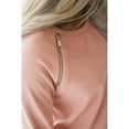 thumbnail image 4 of Women Gold Zip Detail Pink/Light Blue Pullover Sweatshirt, 4 of 8