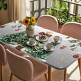 thumbnail image 3 of Christmas Tree Table Cloths for 3 Foot Rectangle Tables, Grey Retro Winter Ball Berry Snowflakes Patio Waterproof Elastic Fitted Tablecloths, Washable Rectangular Table Cover for Camping, 3 of 8