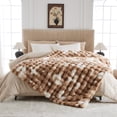 thumbnail image 4 of GEMBED Faux Fur Throw Blanket for Couch Fuzzy Soft Plush Thick Bubble Blanket for Living Room, 50x60 inches, Tie Dye Brown, 4 of 6