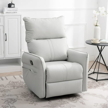 Rocking Recliner Chair,360 Degree Swivel Nursery Rocking Chair,Glider Chair,Modern Small Rocking Swivel Recliner Chair for Bedroom,Living Room Chair Home Theater Seat,Side Pocket(Light Gray) 76753