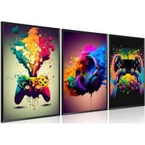 Gaming Room Decor Wall Art Video Gaming Gamepad Graffiti Canvas Posters Wall Decor, Games Gamer Painting Prints for Teen Boys Room Decor（Only canvas）