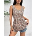thumbnail image 2 of WQD Women’s Tank Top Summer Sleeveless Tops Pleated Floral Tank Shirt Crew Neck Loose Fit Casual Flowy Dressy Lightweight Tunic Blouse for Daily Fashion Wear, 2 of 6