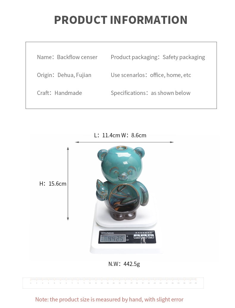 Creative Cute Bear Animal Backflow Incense Burner Smoke Waterfall Aromatherapy Censer Holder for Living Room,Office,Home,Teahouse Decoration