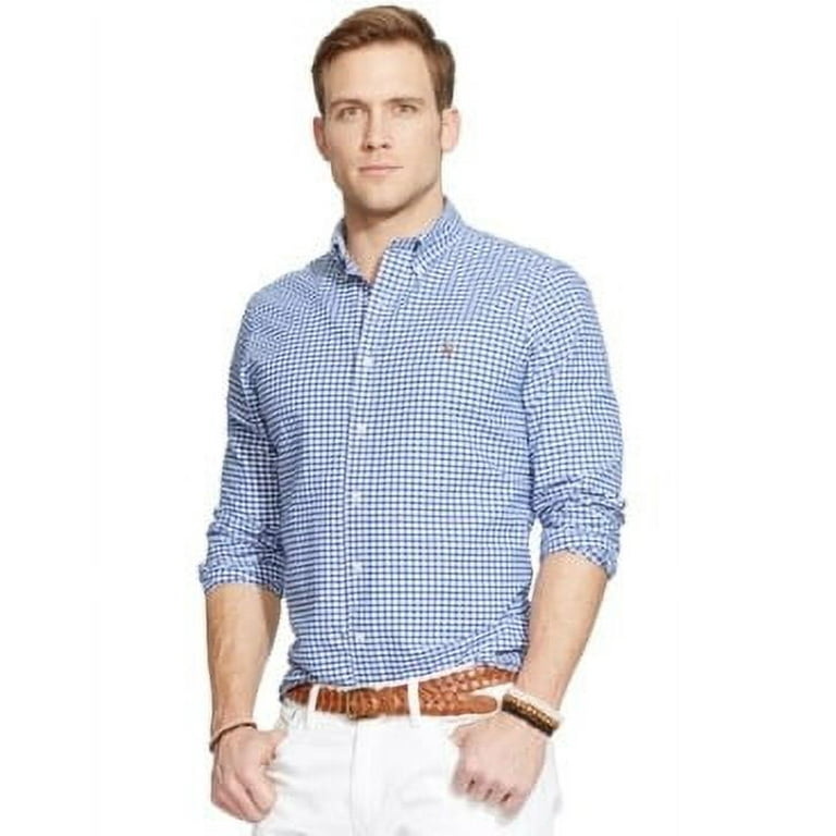 Polo Ralph Lauren BLUE/WHITE GINGHAM Classic Fit Solid Oxford