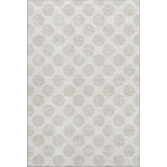 HomeRoots 677404 9 x 12 ft. Ivory & Beige Polka Dot Transitional Washable Machine Made Rectangle Area Rug with UV Protection
