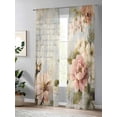 thumbnail image 4 of Sheer Curtains 96 Inches Long, Farmhouse Pink Floral Light Filtering Window Curtains for Living Room, Spring Vintage Botanical Flowers Rod Pocket Voile Sheer Curtain Drapes, 52"W x 96"L, 2 Panels, 4 of 8
