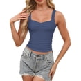 thumbnail image 1 of Top corto AURUZA Going Out con escote corazón azul para mujer, 1 of 5