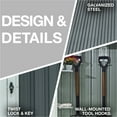 thumbnail image 5 of Hanover Patio Storage Shed | Galvanized Steel | Twist Lock and Key | 2 Tool Hooks | 3-Ft. x 3-Ft. x 6-Ft. | Dark Gray / White | HANPATSHD-GW, 5 of 11