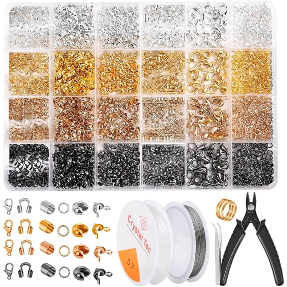 Crimp Beads Jewelry Making Kit with Tools for Bracelet & Necklace Craft, 2200 Pcs
