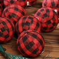 thumbnail image 4 of 6 PCS Christmas Buffalo Plaid Decoration Xmas Check Fabric Ball Ornament 2.7 Inch Hanging Ornament Black Red Plaid for Christmas Tree Party Decor （Red）, 4 of 6