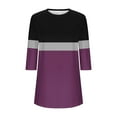 thumbnail image 7 of JTZGDY Fall Tunic Tops for Women Fashion Tie Dye/Striped/Color Block/Floral Printed 3/4 Length Sleeve Crewneck Graphic T-Shirts Loose Flowy Dressy Pullover Blouse Purple#02 XL, 7 of 7