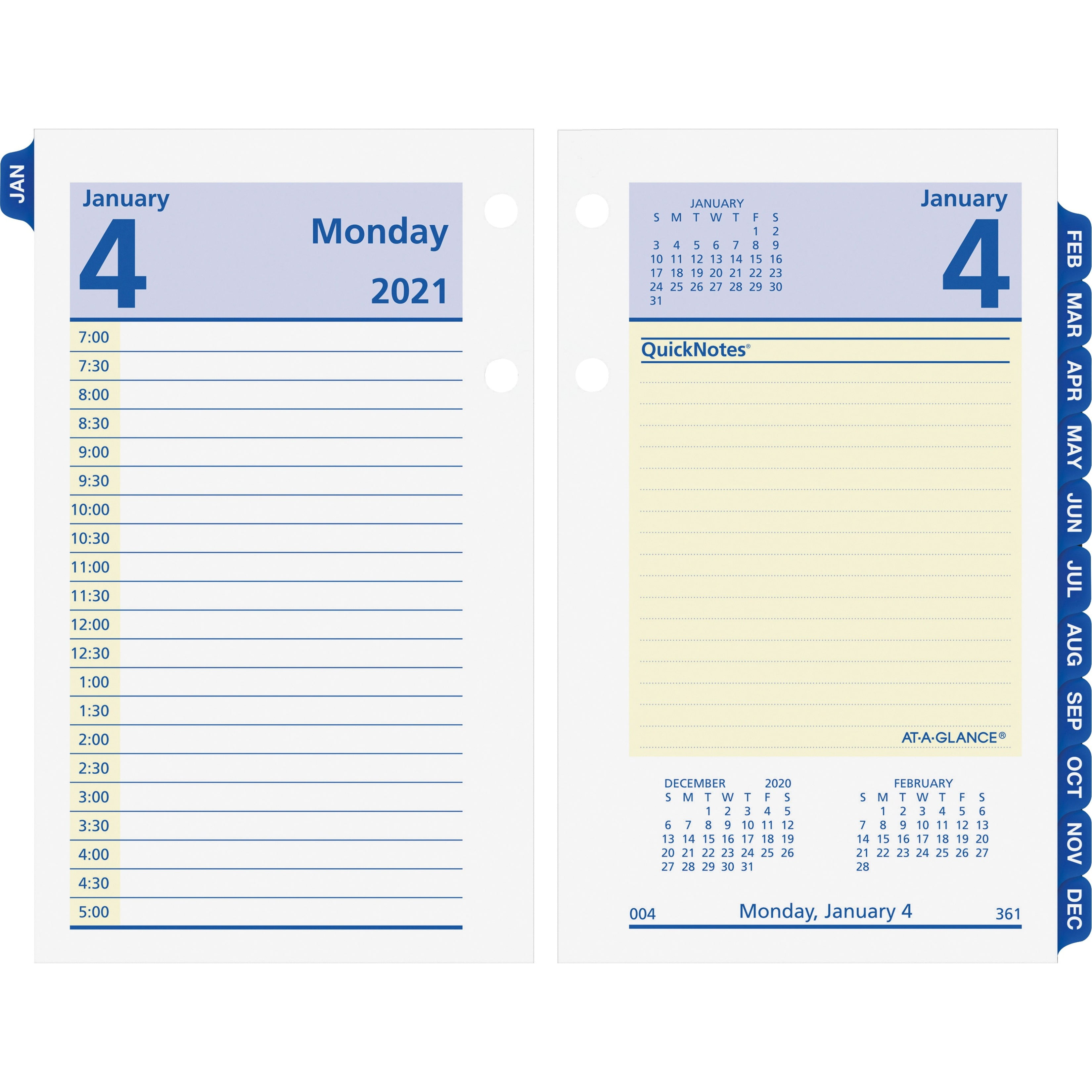 AtAGlance QuickNotes Daily Desk Calendar Refill