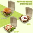 thumbnail image 5 of Clamshell Take Out Food Containers with Oil Paper, 6x6" 50-Pack Heavy-Duty Quality to go Containers, Natural Disposable Bagasse, Eco-Friendly Biodegradable Made of Sugar Cane Fibers, 5 of 8