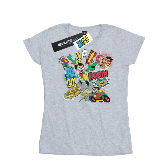 DC Comics T-Shirt en Coton pour Femmes Adolescentes Titans Go Robin Montage