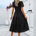 thumbnail image 4 of Siilsaa Summer Dresses for Women 2024 Summer Dresses for Women Beach Floral Tshirt Sundress Casual Dress Black,M, 4 of 5