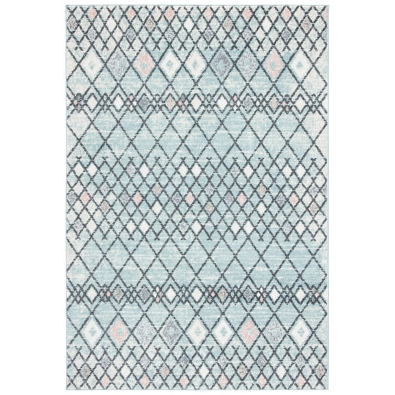 SAFAVIEH Amsterdam Merrick Geometric Area Rug, Light Blue/Ivory, 3' x 5'