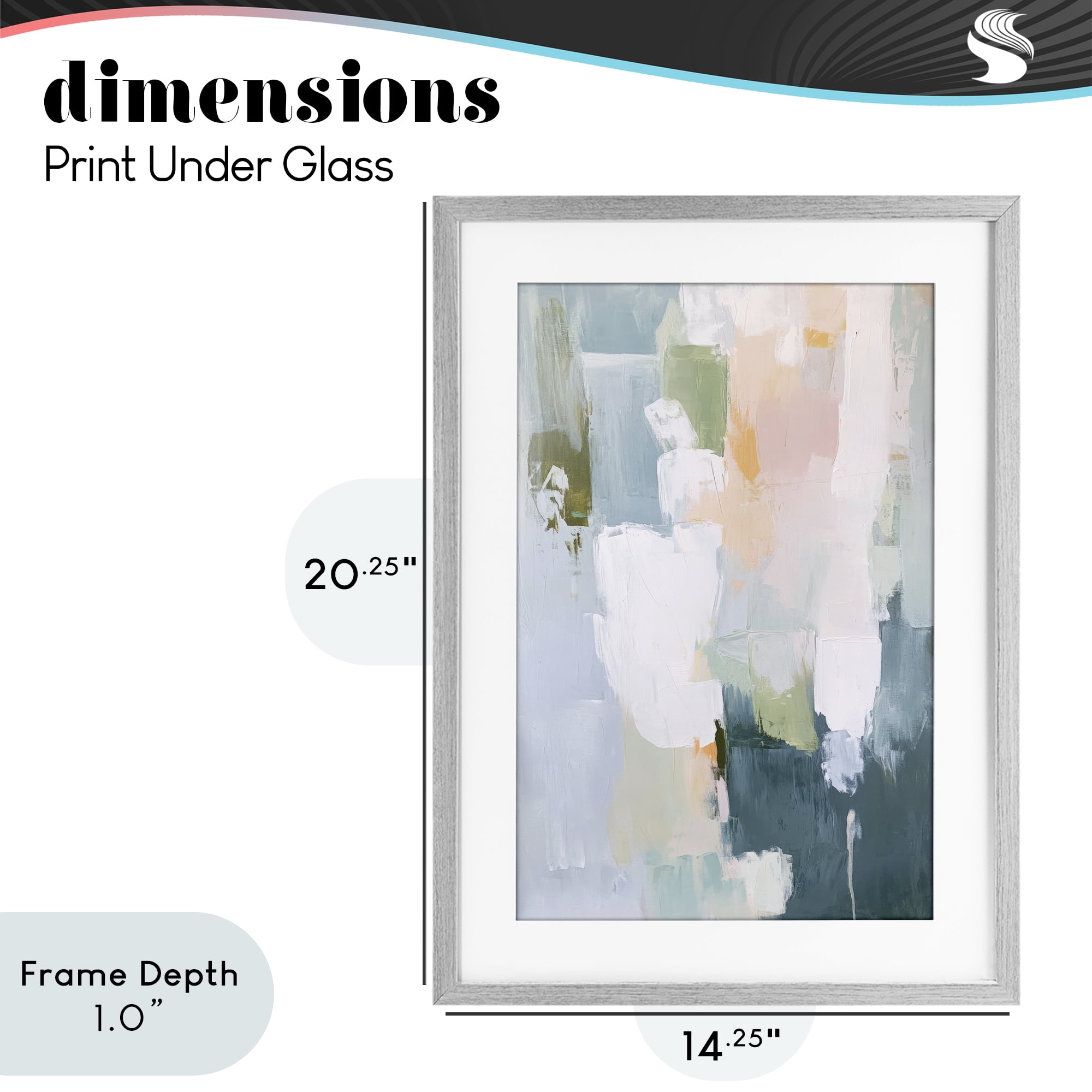 Stupell Industries Abstract Pastel Brushstroke Composition Gray Framed Print Under Glass, design by Petal Prints Design