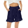 thumbnail image 2 of Spring Saving GaThRRgYP Womens Shorts with Pockets,Women's Summer Casual with Pockets Drawstring Solid Ruffles Short Pants, 2 of 7