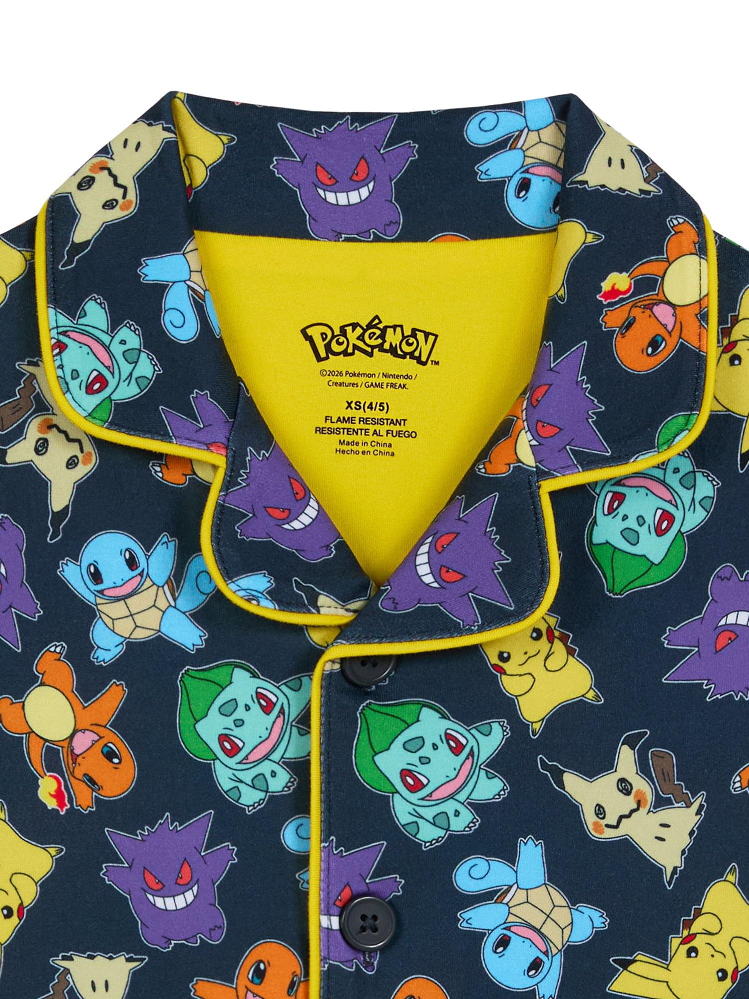 Pokemon Boys Short Sleeve Sleep Notch Collar Top and Pants Pajama Set, 2-Piece, Sizes 4-12