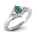 thumbnail image 2 of 925 Sterling Silver 0.29 Cts Marquise Shape Emerald Three Stone Women Valentines Day Gifts Ring, 2 of 3