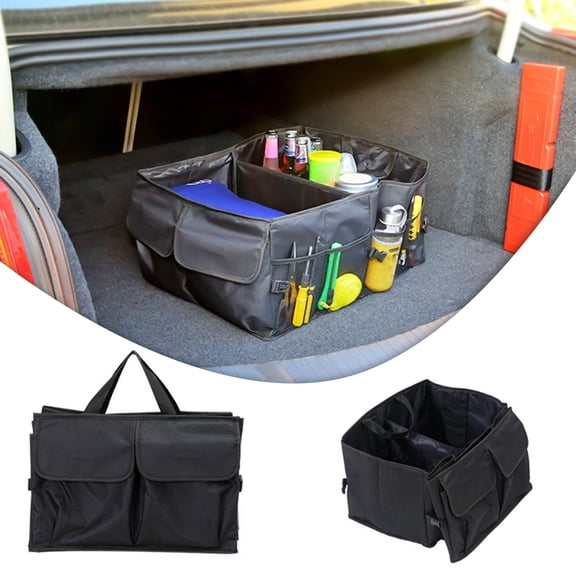 Collapsible Car Trunk Organizer with Multi-Compartment Storage - 20.47x10.24x15.16in Oxford Cloth SUV Organizer for Men and Women, Black