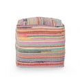 thumbnail image 7 of Noble House Paisley Boho Jute and Chindi Pouf in Multicolor, 7 of 7