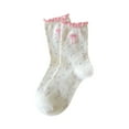 thumbnail image 3 of Jamicy Cozy Socks for Women Cute Bow Crew Socks, Cute Print Ruffled Calf Socks - Casual Cotton Novelty Fun Ankle Sock, 3 of 3