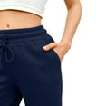 thumbnail image 3 of Lumtrix Women's Wide Leg Sweatpants High Waisted Baggy Drawstring Joggers Straight Leg Sweat Pants with Pockets Navy XL, 3 of 6
