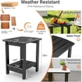 thumbnail image 4 of Ayaya 2-Tier Adirondack Side Table, 19" Solid Wood Square End Table, Outdoor Patio Table for Living Room, Porch, Poolside – Weather Resistant Black, 4 of 6