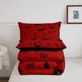 thumbnail image 5 of Homewish Simple Halloween Bat Full Size Comforter Sets,Tiny Bow Print Bedding Comforter Set,Red Black,Black Reversible,3pcs,1 Comforter and 2 Pillowcases, 5 of 7