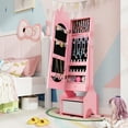 thumbnail image 2 of Gymax Armoire à Bijoux pour Enfants avec Miroir Pleine Longueur 2 Angles d'Inclinaison Réglables Tiroir Rose, 2 of 9
