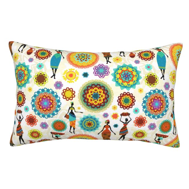 Fotbe Beautiful African Womens Funda de Almohada Decorativa Estilo Occidental, Lujo en Algodón, Fundas para Almohadas King, Cojín Estampado para Decoración del Hogar-16"x24"
