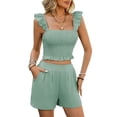 thumbnail image 2 of Ndbuld Womens 2 Piece Workout Sets Short Matching Casual Summer Outfits Slim Fitted Going Out Gym Yoga Athletic Tracksuits Great Gifts for Less Green XL, 2 of 9