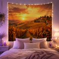 thumbnail image 2 of Vineyard Sunset with Wicker Basket and Grapes, Romantic Rustic for Wine Lovers, Scenic Pastoral Art Decor, Housewarming Gift, Tapestry Wall Hanging for Living Room and Bedroom, 2 of 7