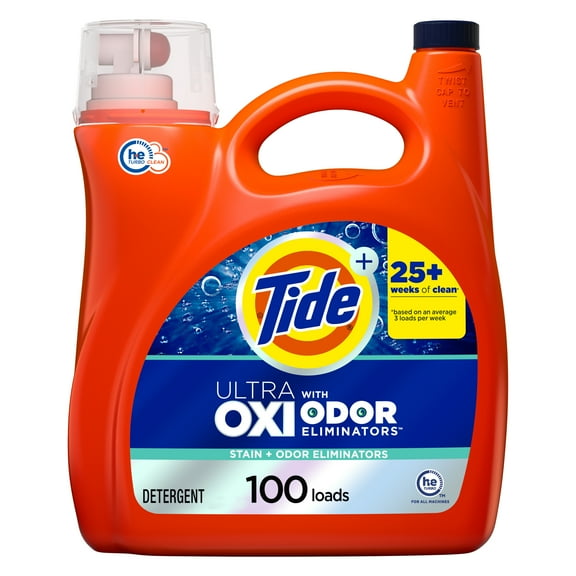 Tide Ultra Oxi with Odor Eliminators Liquid Laundry Detergent, 154 oz., for Visible and Invisible Dirt