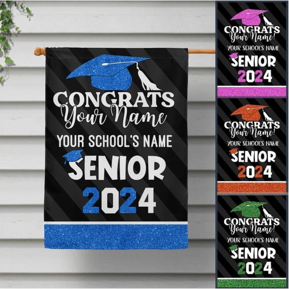 Personalized Graduation Garden Flag, Class of 2026 Senior Gift, Custom Name Academic Achievement Yard Sign