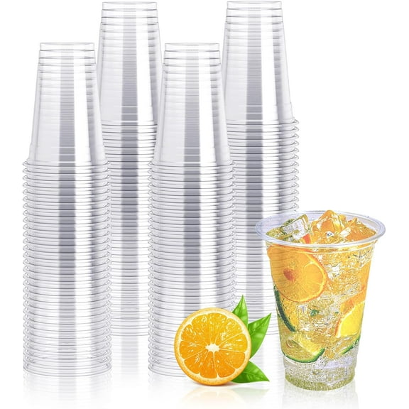 200 Pack 10 oz Clear Plastic Cups, PET Disposable Drinking Cups Perfect for Birthday Parties, Ceremonies, Events