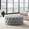 thumbnail image 4 of Modway Amour Fabric Upholstered Button-Tufted Round Ottoman in Light Gray, 4 of 4