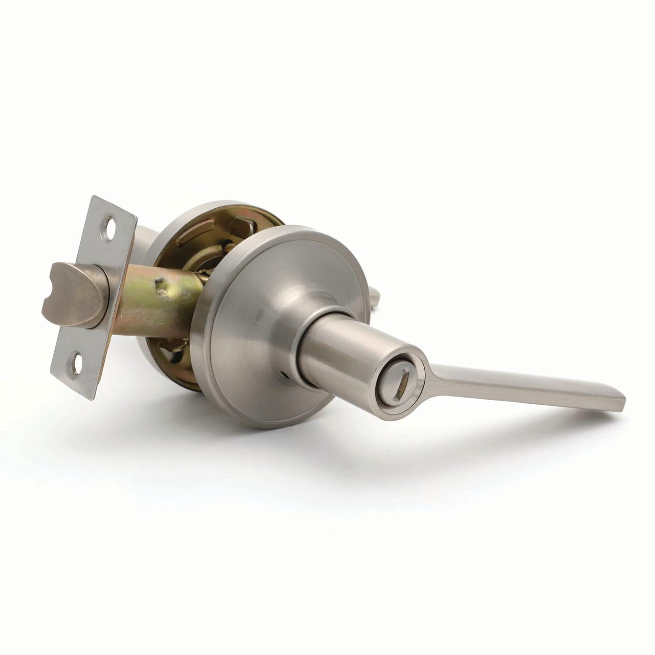 (2 pack) Hyper Tough Satin Nickel Privacy Door Lever with Round Rosette Model 1753102