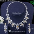 thumbnail image 2 of Yellow Topaz CZ Flower Drop Necklace Earrings Jewelry Sets for Wedding Banquet, 2 of 7