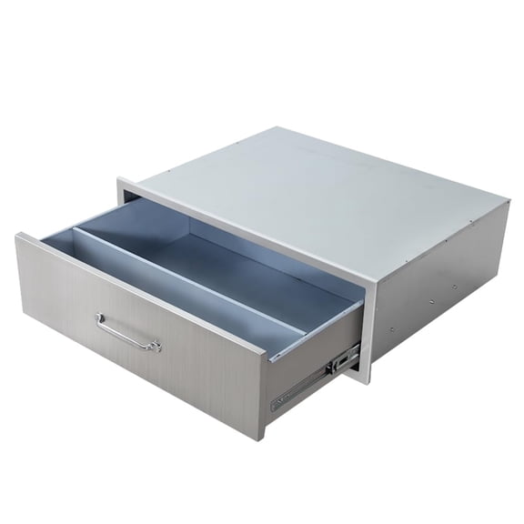 Huisuilinss 30" W Outdoor Kitchen Drawer,Stainless Steel BBQ Access Drawers,BBQ Single Drawer w/Divider Flush Mount for  Outdoor Kitchens & BBQ Islands Overall Size:30" W x 6-1/2"H x 23" D