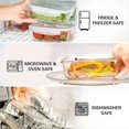 thumbnail image 3 of 16 Pc (Set of 8) 30 Oz Glass Meal Prep Containers with Lids, Airtight Large Glass Food Storage Containers, Reusable Leak Proof BPA Free, Freezer to Oven and Dishwasher Safe, 3 of 6